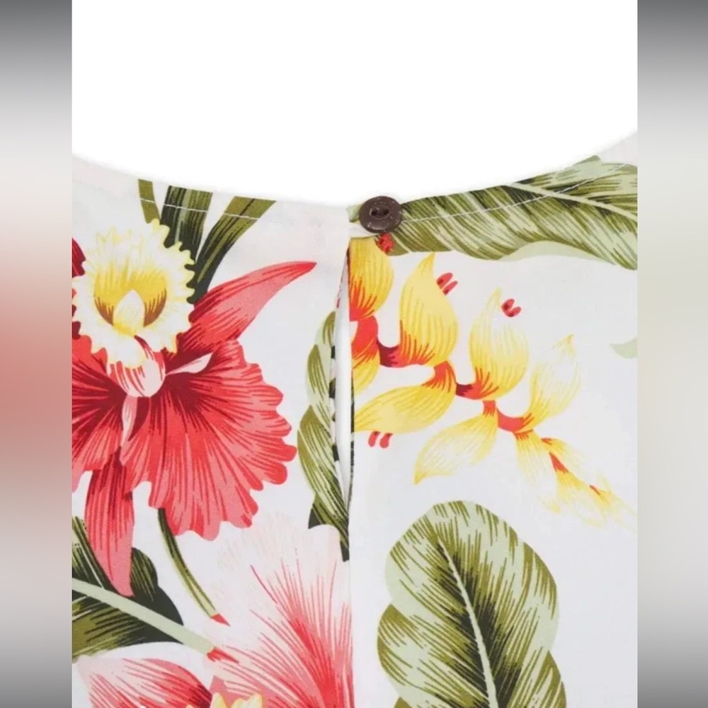 🌺 NWT Women’s Lava Hut Cloud Cream XOXO Tropical Floral Hawaiian Midi Dress 🌺 - Picture 3 of 7